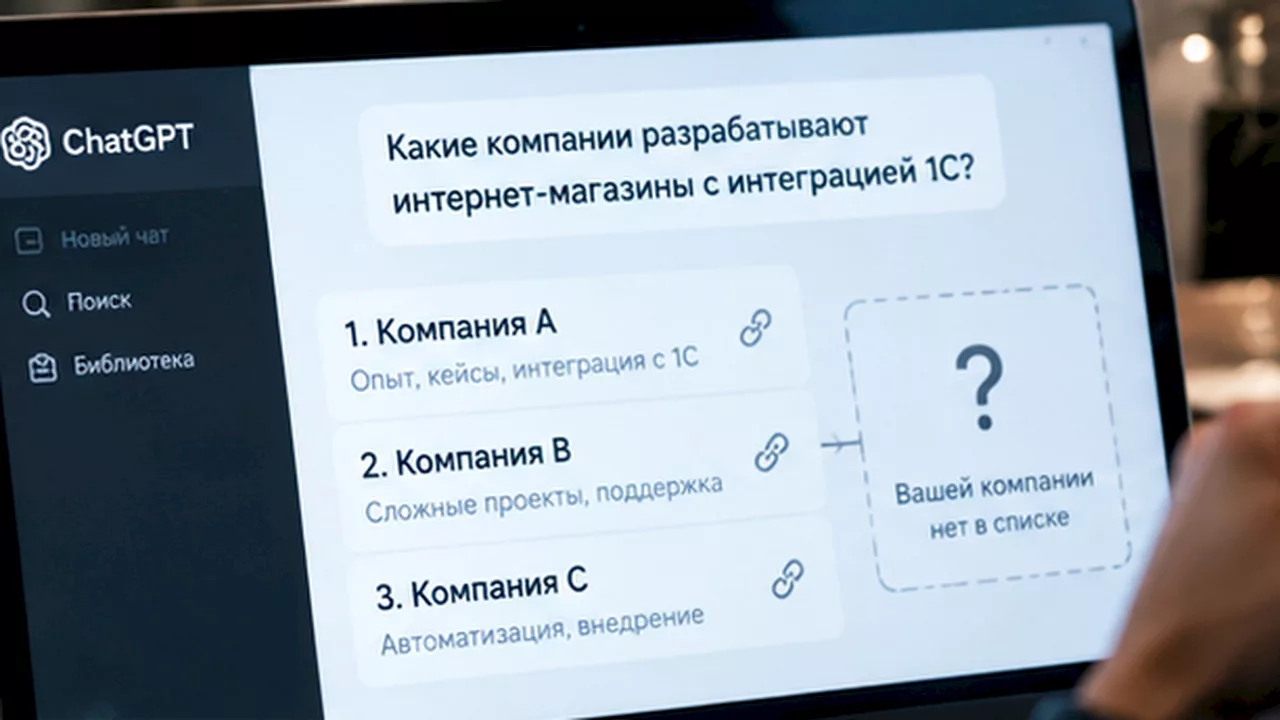 Человек изучает рекомендации компаний в ответе нейросети.